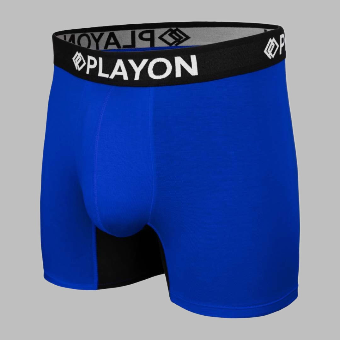 Bamboo Boxers - the best in the UK.  Starlight Blue Soft snug comfortable Bamboo Boxers contoured pouch no chafe no ride up no irritation friction free panels  chafe stopper panels hypo-allergenic sustainable bamboo